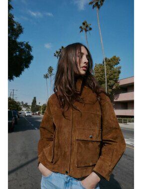 ZARA 100% LEATHER BOMBER JACKET